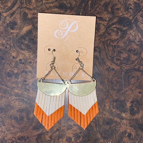 Plunder faux suede and gold tone earrings - Picture 1 of 2
